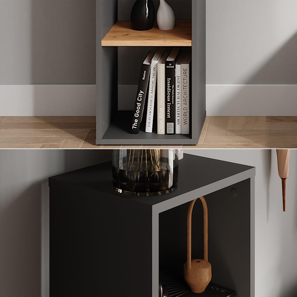 Vicco Estantería de pie Orlando, Antracita/Roble Dorado, 30 x 90.5 cm, con estantes Ajustables para un Uso Flexible