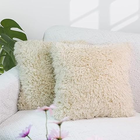 Enopdmb Faux Lamb Fur Cushion Covers Cover