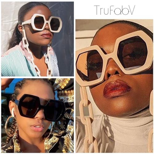 70s Oversized Sunglasses Womens Trendy Retro Square Sun Glasses Fashion Hexagon Thick Shades2