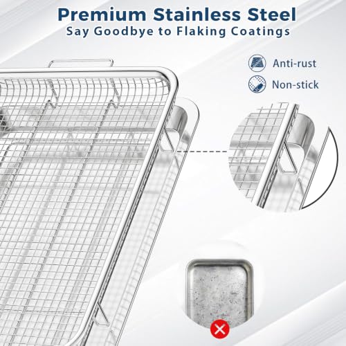 Image of Air Fryer Basket for Oven, Extra Large Oven Air Fryer Basket and Tray Set