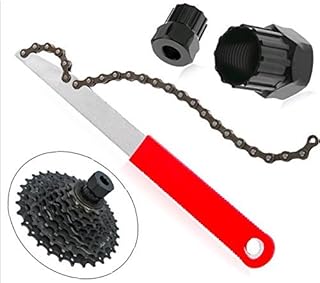 Oumers Bicycle Cassette Removal Tool, Cassette Freewheel Removal Tool with Chain Whip and 2pcs Bicycle Cassette Lock Ring Removal - Great Bike Chain Tools Kit Bicycle Sprocket Removal