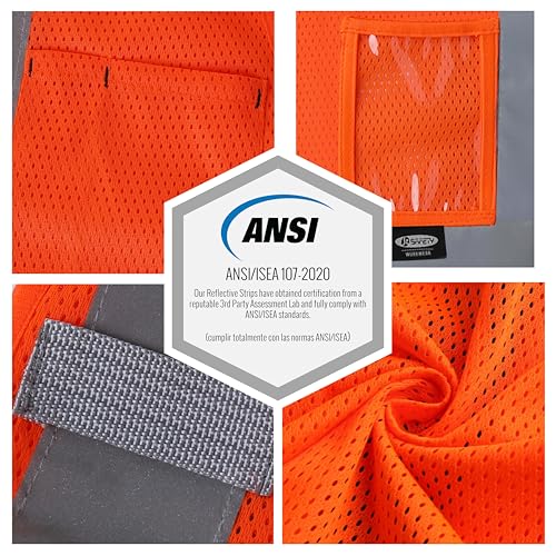 Image of JKSafety Safety Vest for men women Hi Vis Vest with Pockets and Zipper High Visibility Meet ANSI Standard(BX310