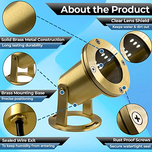 Mik Solutions Underwater Light 113 Mik Solutions Solid Brass 7Wmr16 Led Bulb Pond Light Submersible Waterfall Pool Fountain Light For Beautiful Bright Long Lasting Home Garden Patio Pool #TOP1