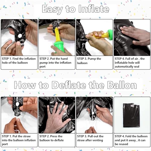 Image of Number Balloons Black Party Balloon - Giant Number 2 Balloon, 40 Inch Large Balloon for Birthday Decorations, Black Party Supplies for Men Women