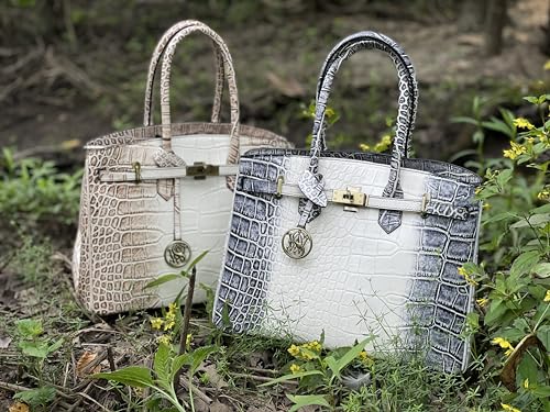 Smith & Wesson Croc Handbag – Concealed Carry Purse, Genuine Leather Handbag with Secure CCW Compartment - Beige/Brown2