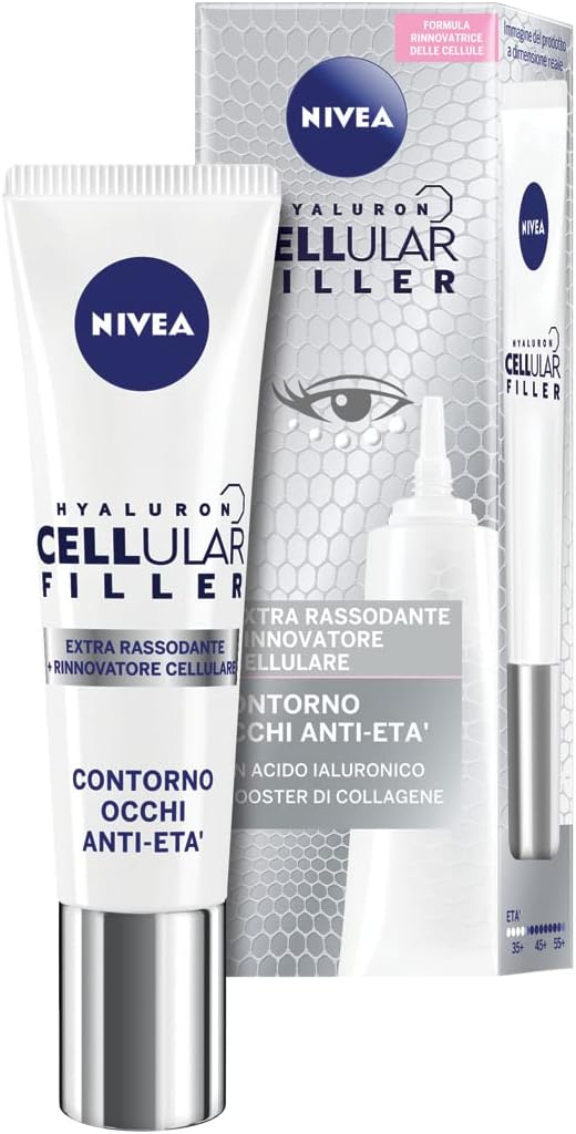 NIVEA Cellular Expert Filler Eye and Lip Contour Anti-Ageing 15ml, Firming Cream, Anti-Wrinkle and Filler with Hyaluronic Acid and Pure Folic Acid