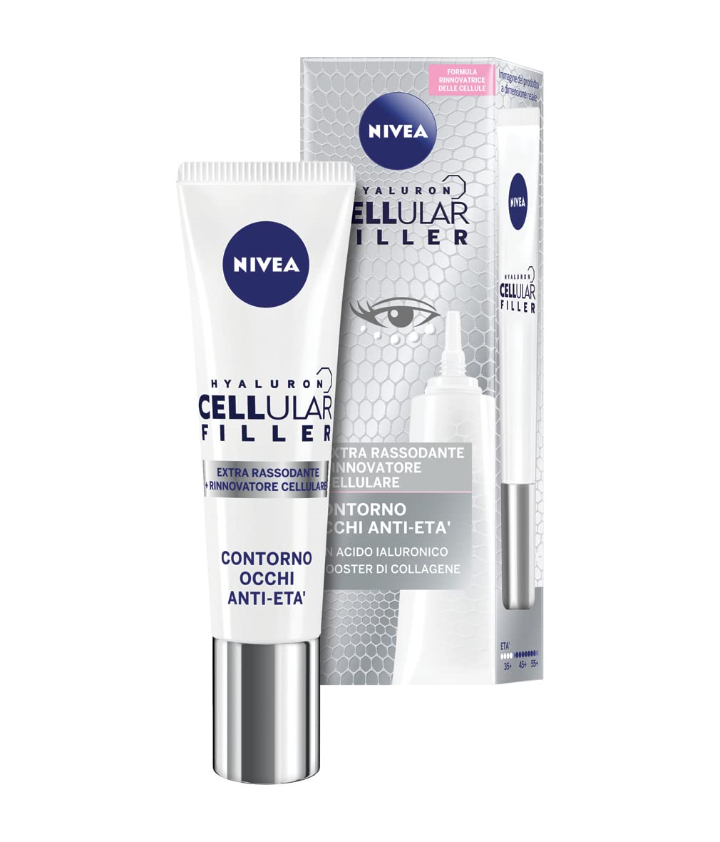 NIVEA Hyaluron Cellular Filler Anti-Age Eye Cream 15 ml / 0.51 fl oz – Lightweight Hyaluronic Acid Eye Contour Cream – Fast-Absorbing Daily Eye Care – Tested Formula for Smooth-Looking Skin