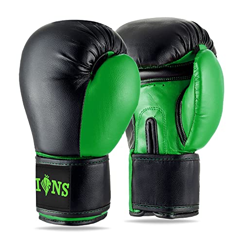 Lions Pro Boxing gloves - Punch Bag Mma Training Sparring Mitts (Injection Green, 10oz)