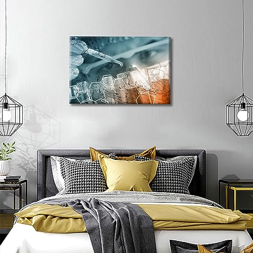 Image of 1 Panels Chemical Equations Laboratory Research Concept Canvas Wall Art Medical Posters Young Scientist Art Prints Giclee Wooden Framed Gallery-Wrapped Ready to Hang (16 inch Wx24 H)