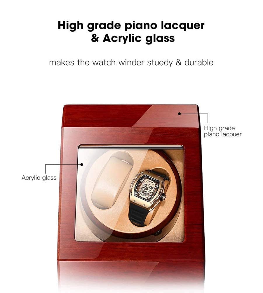 Automatische Uhr Wickelkasten Holz mit 2+3 Lederuhren Aufbewahrungstasche Display Box Klavierfarbe 5 Drehmodi