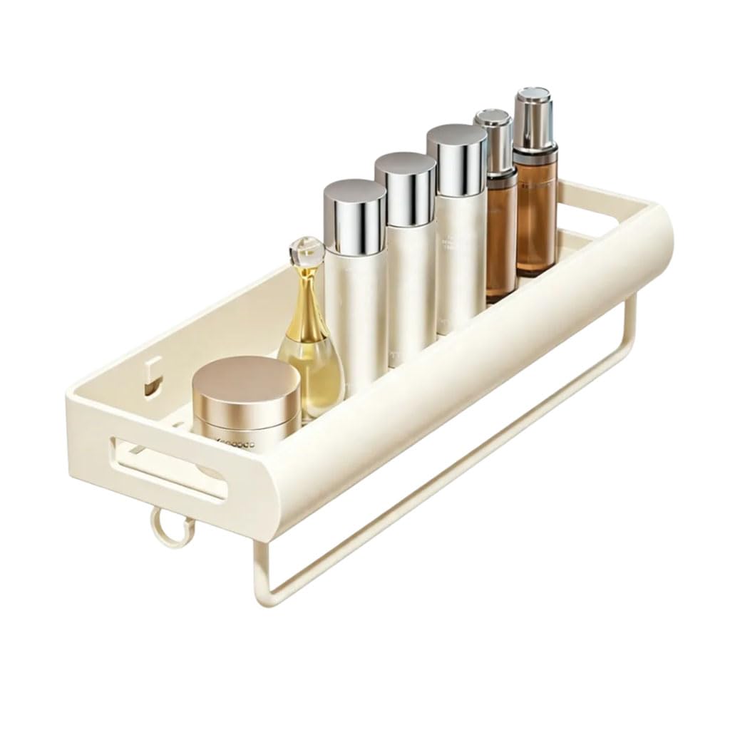 Estante de Ducha sin Taladro, Estante de Pared Plano, Organizador de baño con Cesta de Pared para cosméticos, Organizador de baño con toallero para artículos de higiene,B,60cm