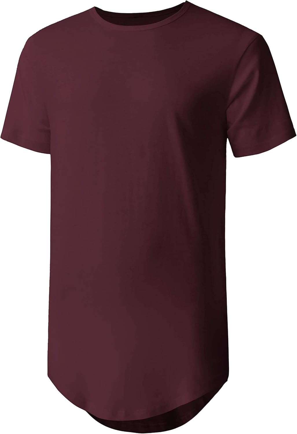 Hat and Beyond Camiseta larga de alta calidad con dobladillo curvado para hombre