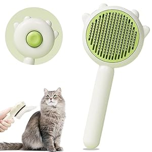 Cat Brush for Grooming-Self Cleaning Dog Brush for Short or Long Haired,Cat Grooming Brushes with Hair Removal Button-Slicker Pet Combing Brush for Puppy Kitten Massage Hair Cleaner