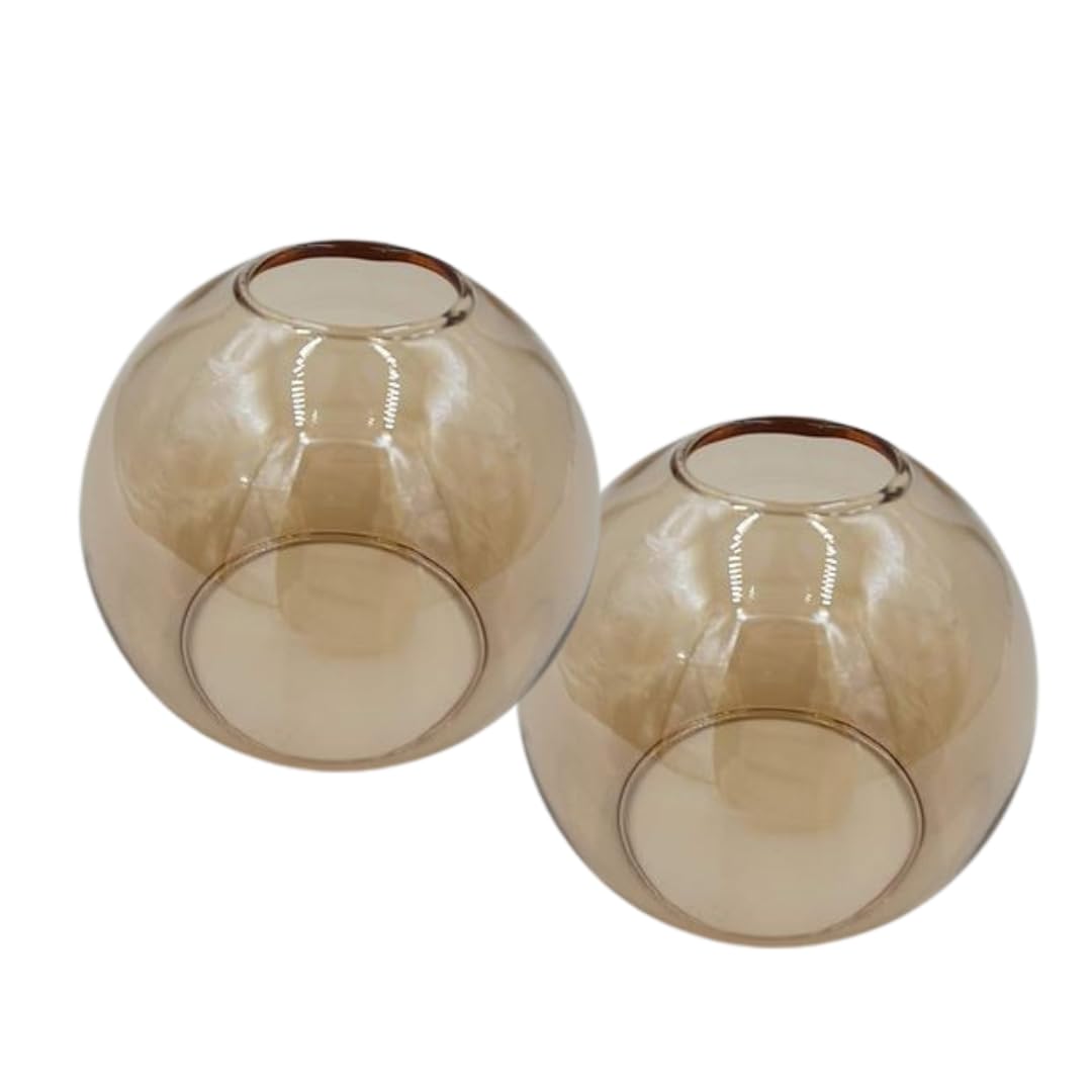 Anneome Ersatz Glaslampenschirm E14 – 140x100 Mm, Amber Mit Floralem Muster, Hitzebeständig, Für Tisch- & Pendelleuchten (Khaki)