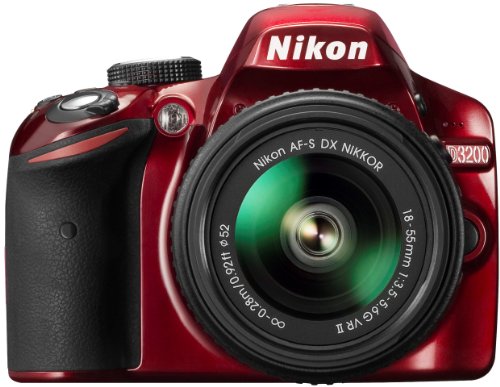 Nikon D3200 Digital SLR with 18-55mm VR II Lens Kit - Red (24.2 MP) 3.0 inch LCD (Renewed)