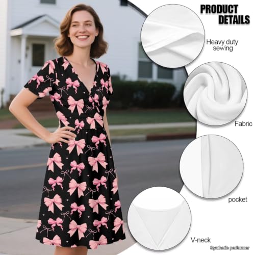 Image of Women's Summer Dresses Short Sleeve Formal Dresses with Pockets