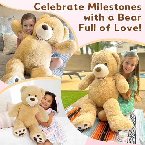 Image of MaoGoLan Giant Teddy Bear Plush,39 inches Big Teddy Bear Stuffed Animal,Adorable Smiling Large Bear,Express Your Love Gift for Kids,Girlfriend,Baby Shower,Valentines Day,Christmas,Long Distance