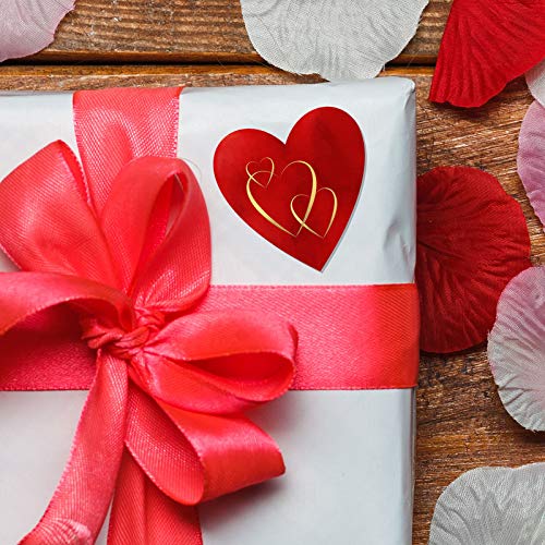 Easykart 500 Red Heart Shape Stickers With Special Gold Foiling, 1.5" Size | 3 Different Designs In One Roll | Suitable For Anniversary Love Theme Party Decorations, Valentine's Day Gifting… #TOP3
