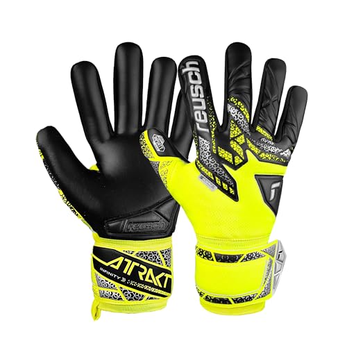 Reusch Attrakt Infinity NC Goalkeeper Gloves, Yellow/Silver/Black, Size 8