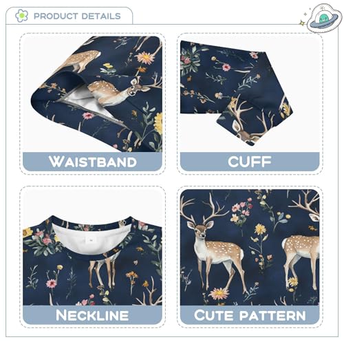 JUNZAN Aesthetic Deer Navy Blue Little Girls Hoodie Sweatshirt Long Sleeve Outerwear for Kids Party 4T3