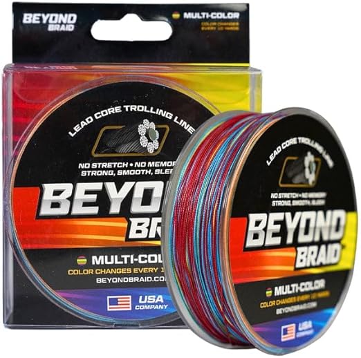 Beyond Braid Lead Core Metered Trolling Braided Line - Sinking Braided Line - Color Change 10 Yards - 8X Strand + Lead Core