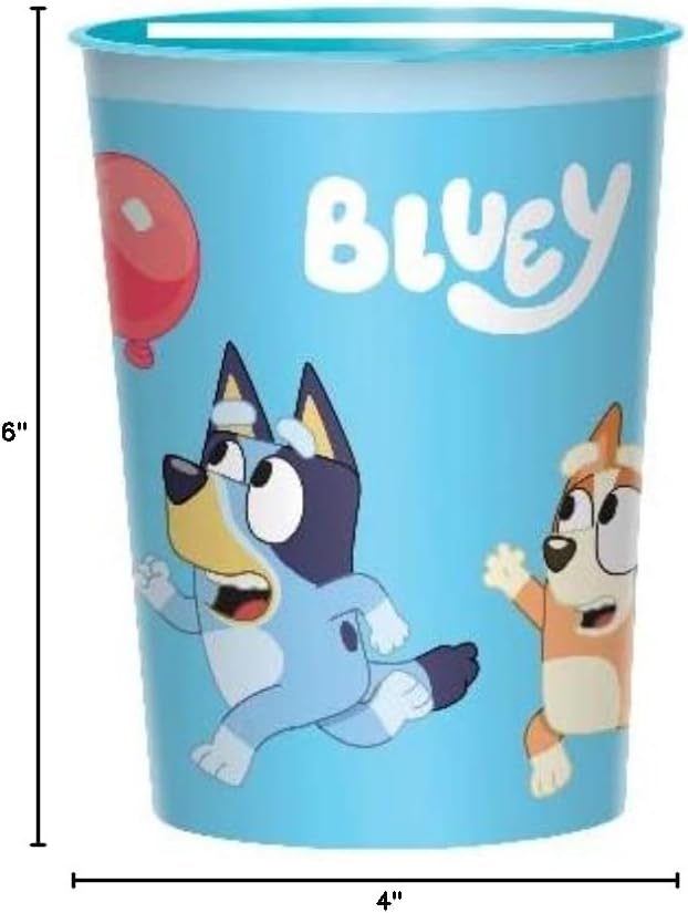 Amscan Bluey Birthday Baby Party Supplies Bundle Pack includes 12 Plastic Reusable Cups
