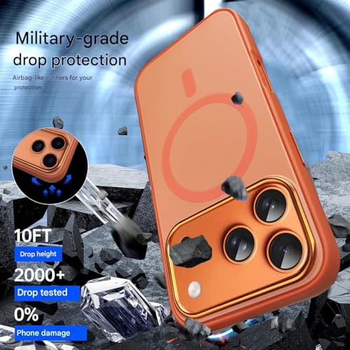 Image of Elzzi Magnetic for iPhone 17 Pro Case (2025)(Compatible with MagSafe)(Military Grade Drop Protection) Matte Shockproof with Anti-Fingerprint Phone Cover, 6.3''|Cosmic Orange