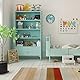 Relaxdays Wanduhr Lama, Ø 29,5 cm, Alpaka Uhr für Kinder, Kinderzimmeruhr Jungen & Mädchen, analog, Kinderuhr Wand, blau