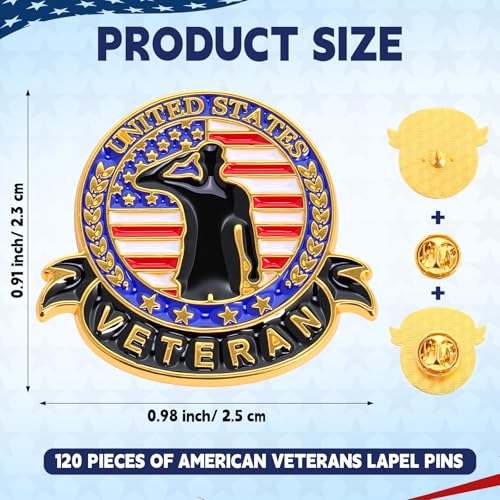 Image of Yinkin 30 /120 Pcs Memorial Day Gifts Military Badge Brooch Pins Bulk Thank You Veterans Party Favor for Memorial Day