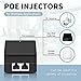 PoE Injector Up to 15W Power Supply, Gigabit PoE Adapter for IP Cameras and VoIP Phones Network Distance Up to 328 ft. PoE Power Supply IEEE 802.3af Compliant Plug & Play Desktop UL Certified