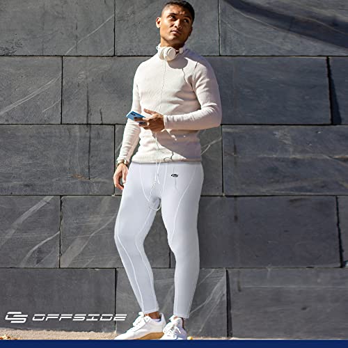 Offside Men's Blue Compression Pants Size Small, Breathable Athletic Pants For Men, Workout Running Tights Sweat Pant, Cool Dry Baselayer Mens Leggings For Sports Yoga Gym #TOP5