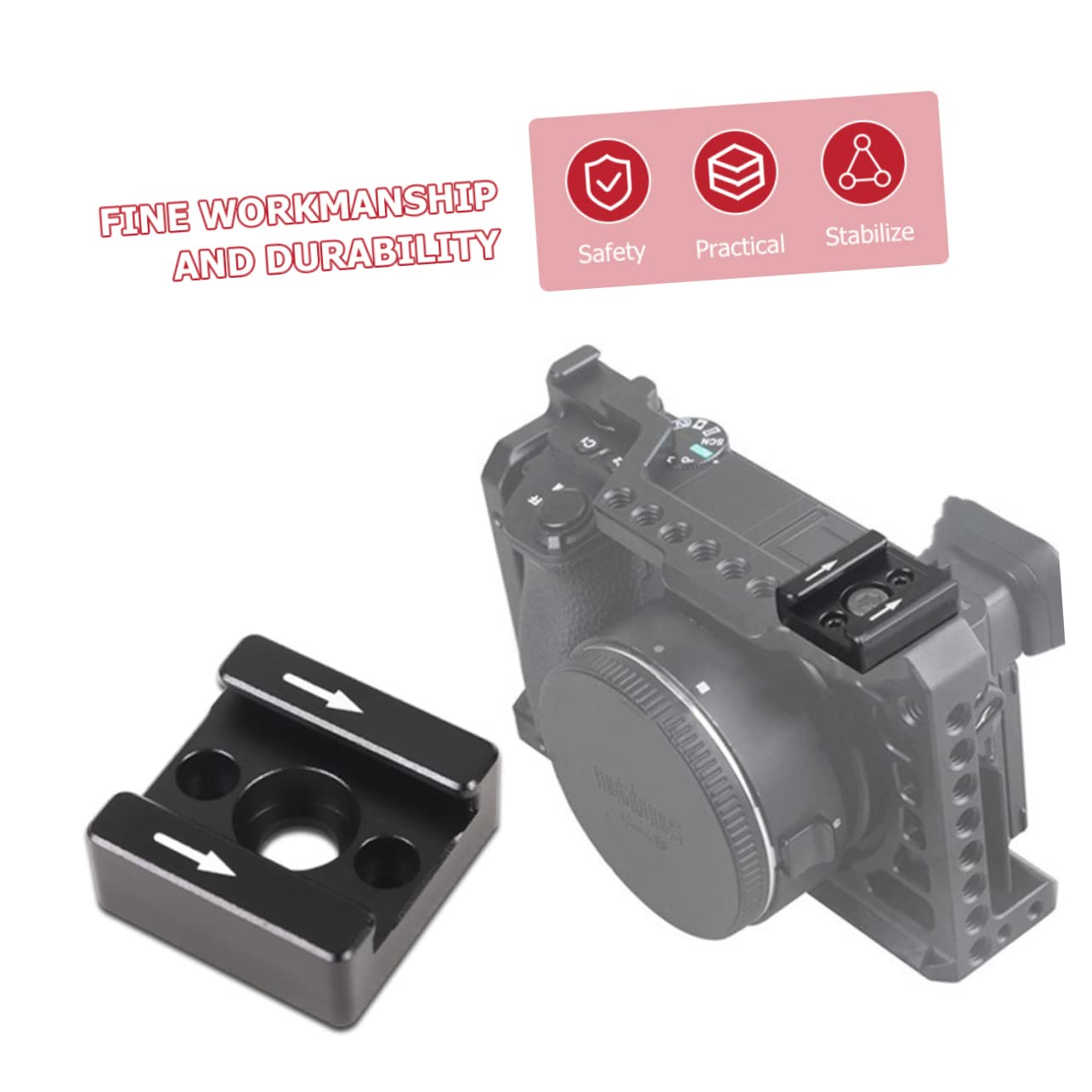 KONTONTY 3 Sets Cold Shoe Adapter 1/4 Inch Hole Flash Stand Mount for Camera Monitor Microphone