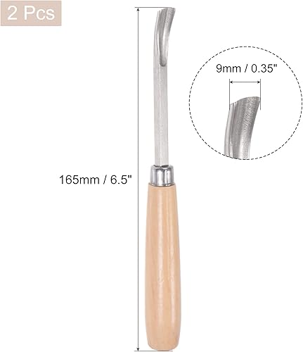 Miniatura 2 de uxcell Cuchillo para tallar cinceles de madera, 0.394 in cromado 45 # acero al carbono curvada punta media redonda herramienta de mano para