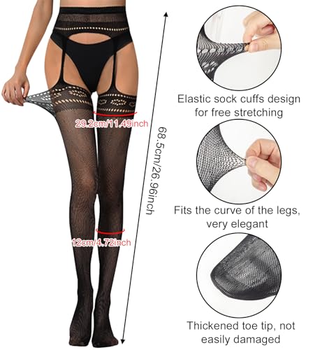 Image of Chalier Fishnet Stockings Lace Tights Thigh High Stockings for Women