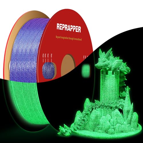 Image of RepRapper Purple Glitter Glow Dark PLA Filament, Chameleon Shiny Color Change 1KG PLA Filament 1.75mm, Gradient Sparkle Colorshift Laser Series 3D Printer Filament for 3D Printer