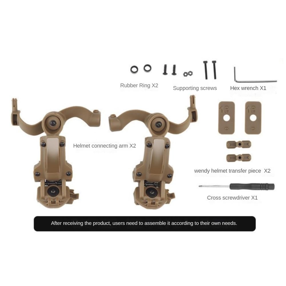 Greethga Support de casque tactique, accessoires montés sur casque, kit d'adaptateur de rail, support réglable avec suppression du bruit, ensemble B