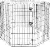 Amazon Basics Octogonal, Parque de metal plegable para perros y mascotas de 107 cm, con puerta, Negro