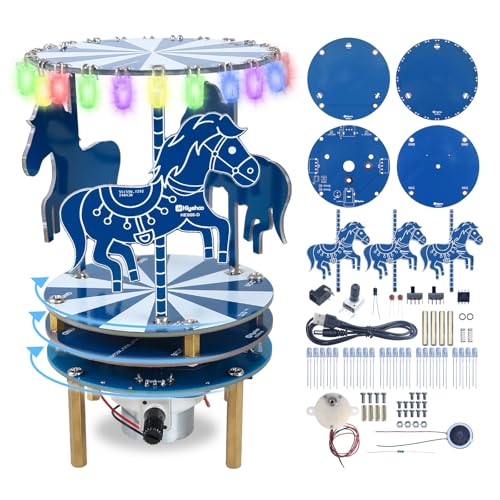 BANRIA - Carousel DIY Soldering Exercise Set, BANRIA RGB LED Music Box Kit with 3 Melodies, Electronic Soldering Project for Beginners, STEM Learning Toy for Children and Teenagers, Ideal Christmas Gift