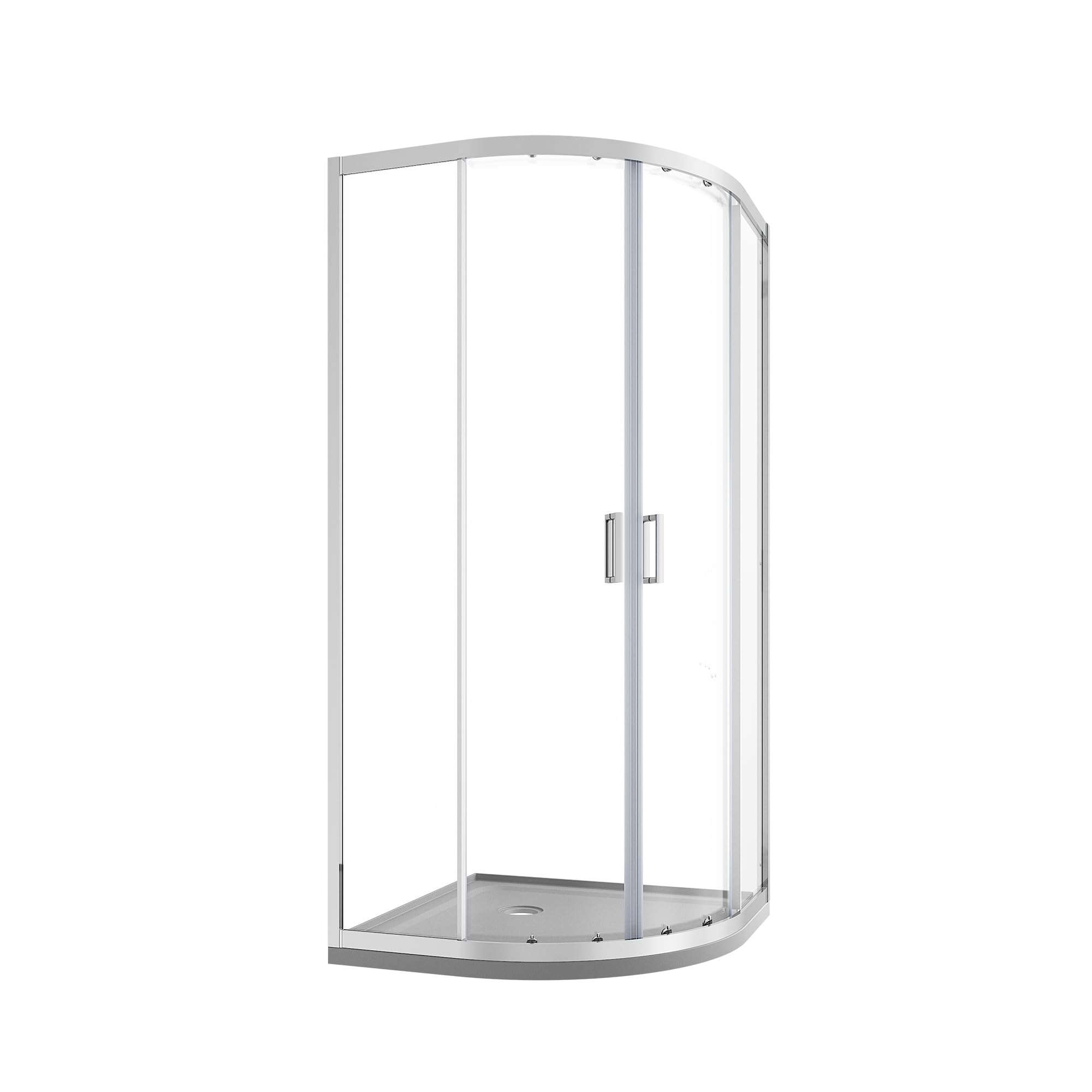 Box Doccia Semicircolare Vetro Temperato 6mm h185cm Profili Cromati modello Tonga (Vetro Trasparente, 75x75cm)