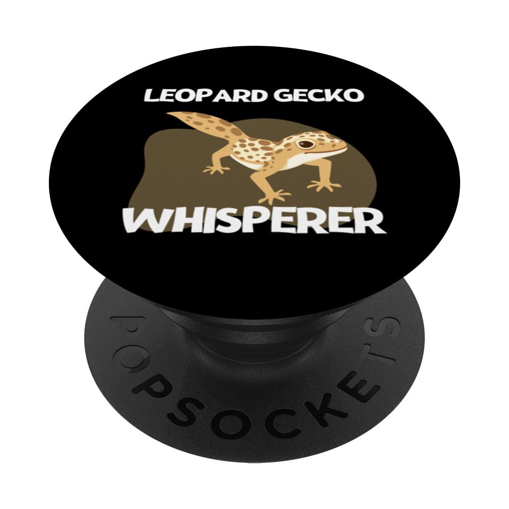 Leopard Gecko Whisperer Retro Funny Leopard Gecko PopSockets Swappable PopGrip, Black