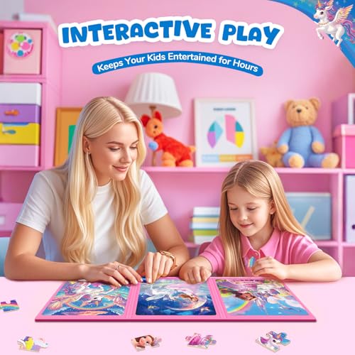 Image of Homicozy Magnetic Puzzles for Toddler Kids 3-8, Unicorn Princess Travel Toy