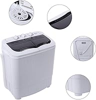Vista 4 de Lavadora portátil, lavadora de doble tina de 14.3 libras, mini máquina de lavandería compacta con bomba de drenaje, lavadora semiautomática