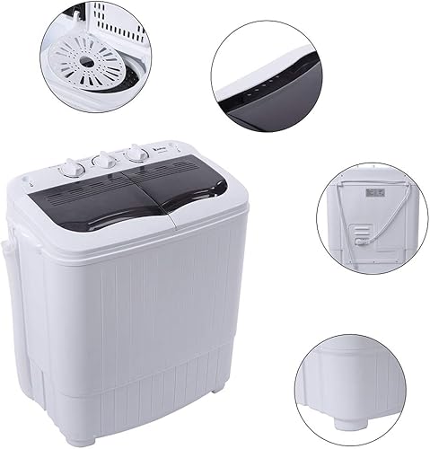 Miniatura 3 de Lavadora portátil, lavadora de doble tina de 14.3 libras, mini máquina de lavandería compacta con bomba de drenaje, combo semiautomático para