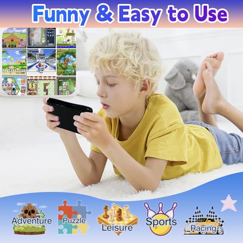 Handheld Game Console for Kids 3.5" IPS Large Screen Rechargeable,Preloaded 216 Video Games ,Arcade Electronic Toy Birthday Xmas Present for Girls—BlueRed - Image 4
