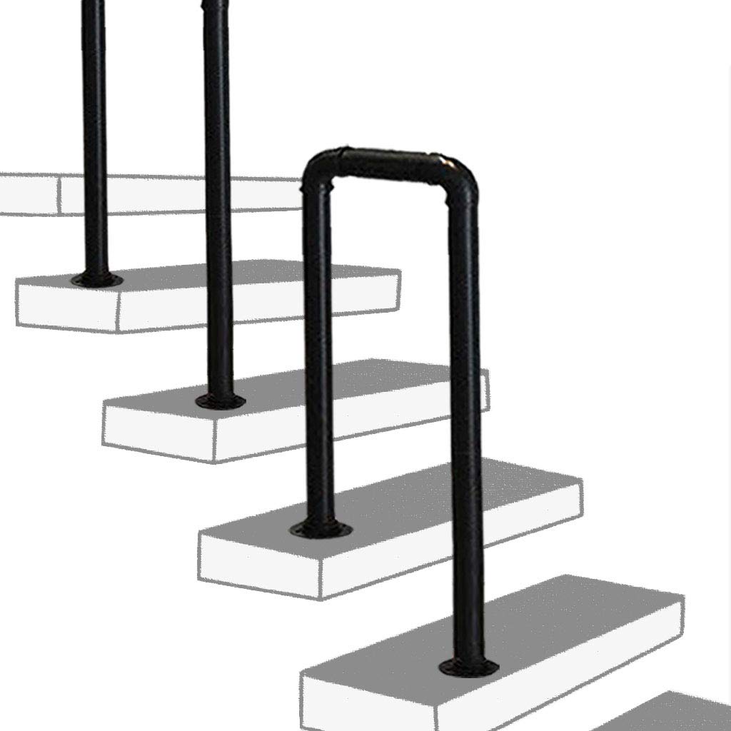 Rampe d'escalier de jardin en U noir mat pour sublimer l'accès au porche de votre loft