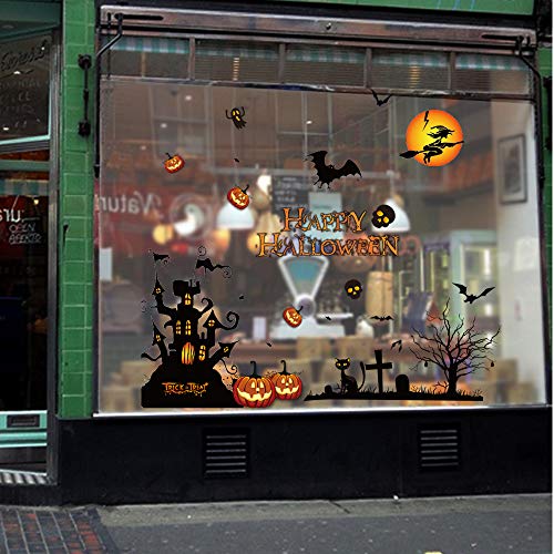 ONDY Halloween Window Clings Decorations Stickers, Halloween Decals for Windows Glass Walls, Party Ornaments Static Stickers (Halloween 1)