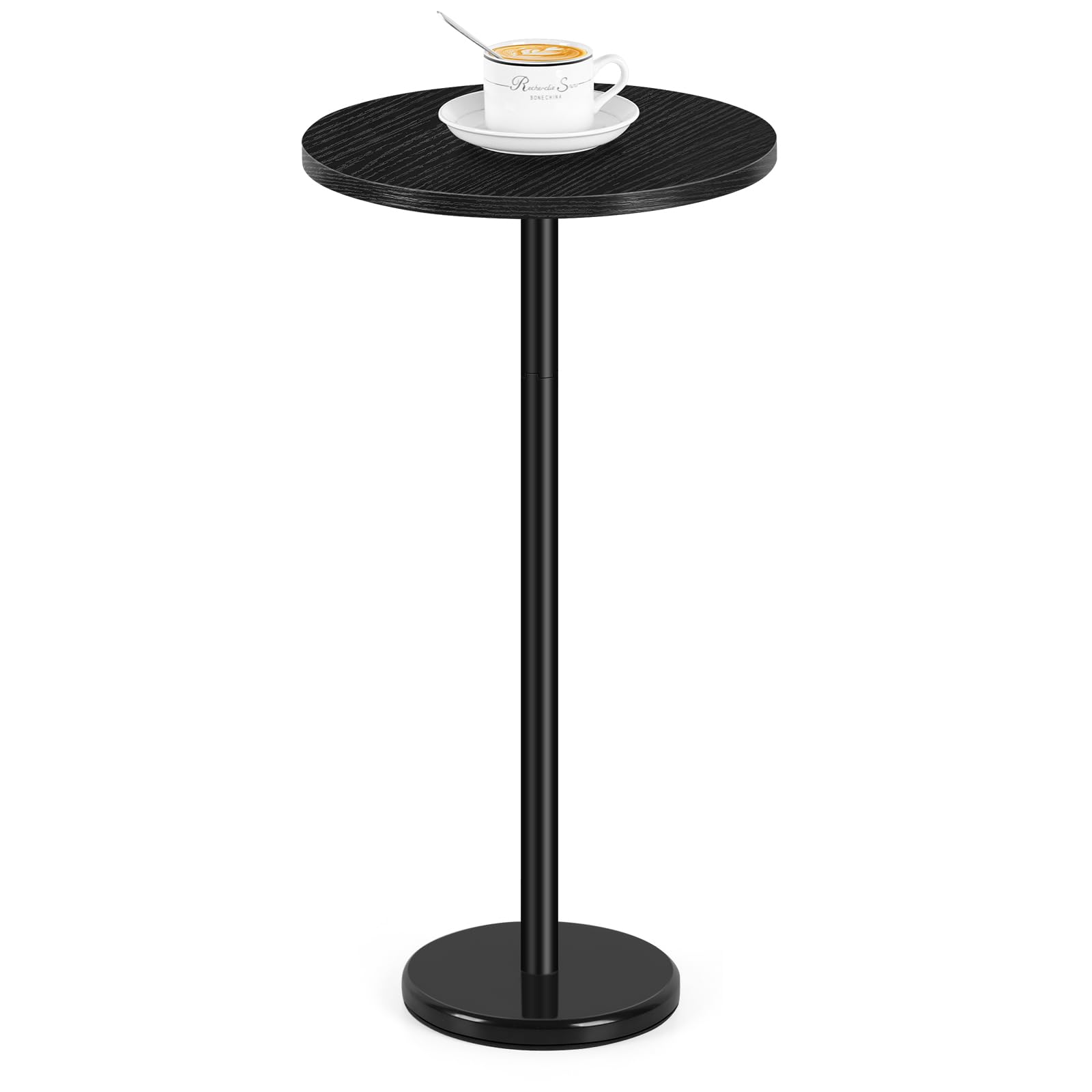 Amazon.com: Black Drink Table Small Round Pedestal Side Table with ...