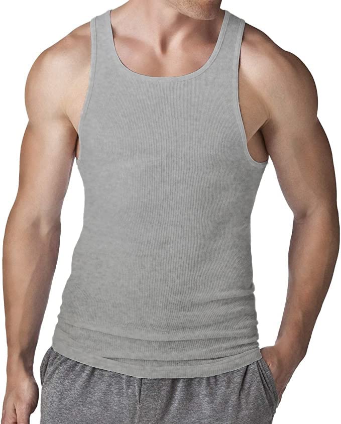Different Touch 6 Pack Men's Big and Tall Muscle Ribbed Tank Tops A-Shirts Underwear Shirts4