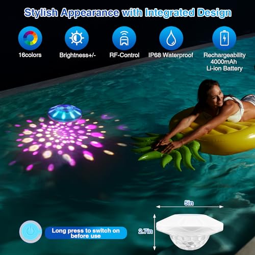 Boxpsii PFD-001 Floating Pool Lights, Rgb Upper And Lower Color Changing Pool Lights For Inground Pool With 6 Dynamic Lighting Effects, Rechargeable Ip68 Waterproof Pool Lights That Float thumb #3