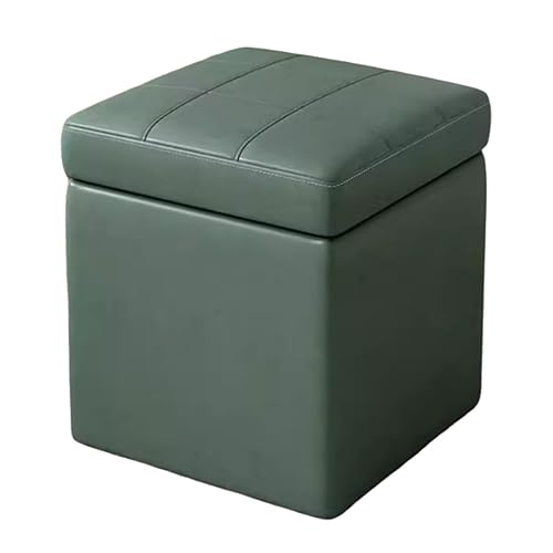 Green Leather Storage Ottoman